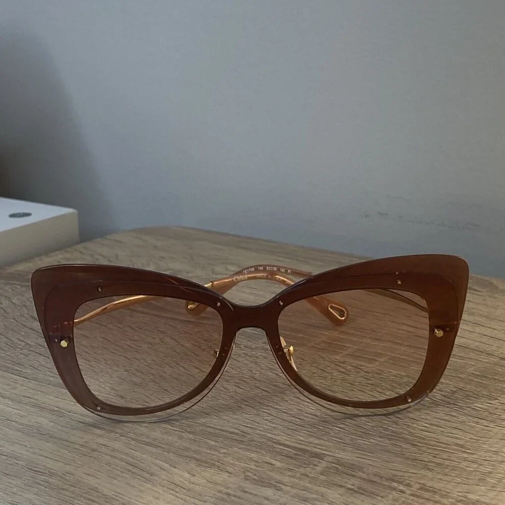 CHLOE Boho Butterfly CE175S 749 Peach Brown Pink Gradient 63mm Sunglasses (#675)